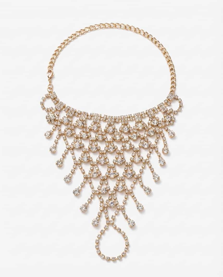 Elegant Rhinestone Mesh Tassel Bracelet