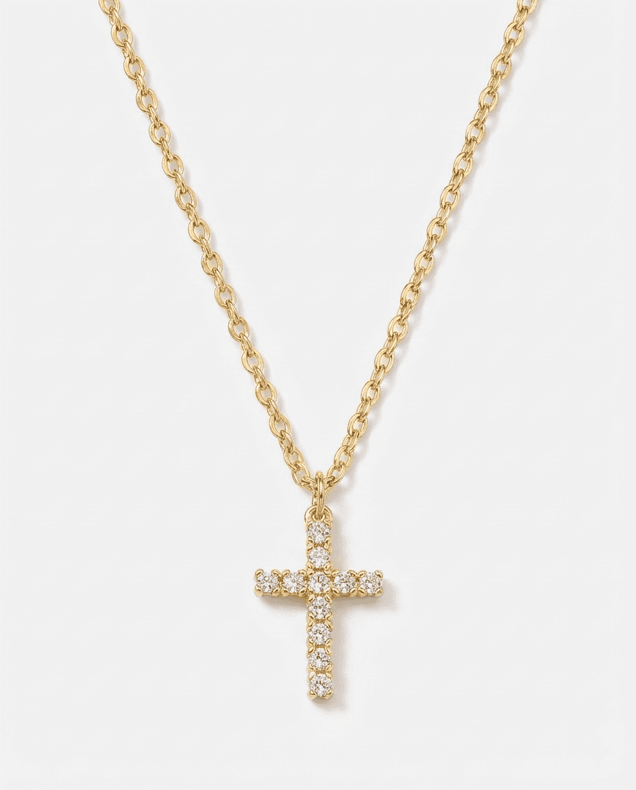 Tarnish-Free Zircon Cross Pendant Necklace