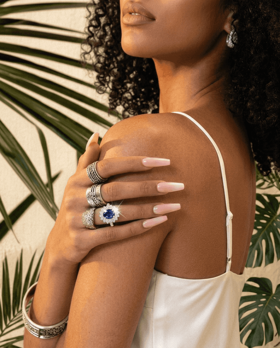 Vintage Blue Sapphire Zircon Ring