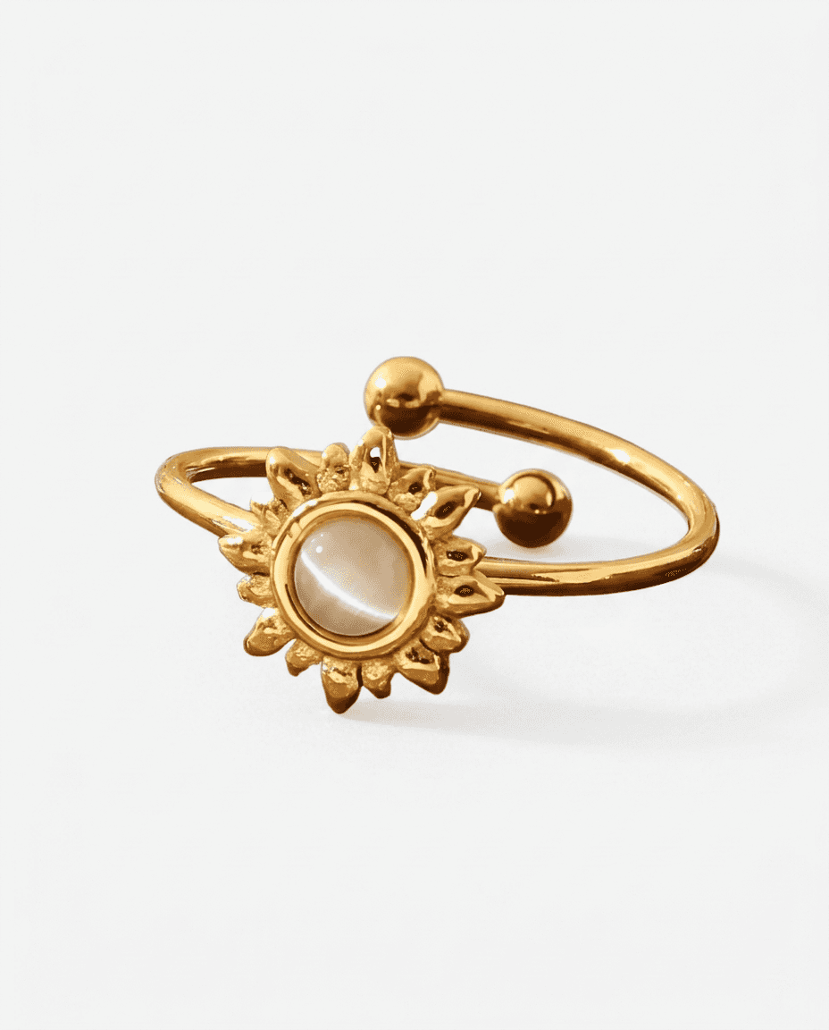 Vintage Sunburst Cat Eye Adjustable Ring