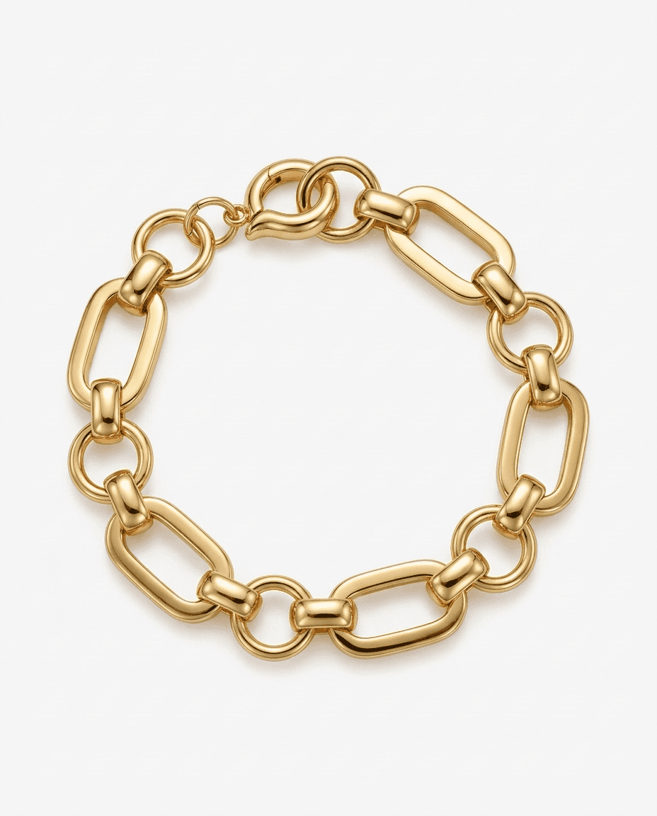 Vintage 18K Gold Plated Round Clasp Chain Bracelet