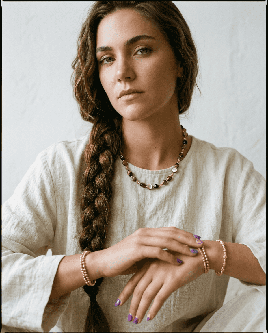 Vintage Tiger Eye and Brown Pearl Beaded Necklace