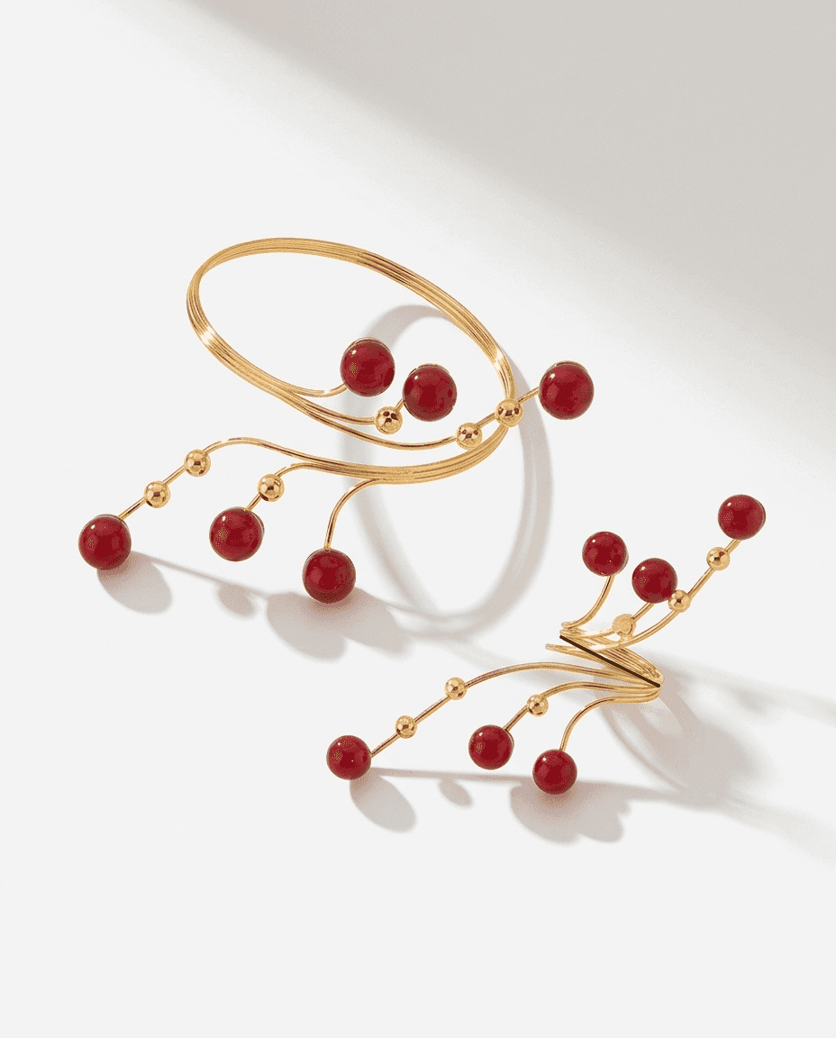 Elegant Irregular Geometric Pearl Bangle