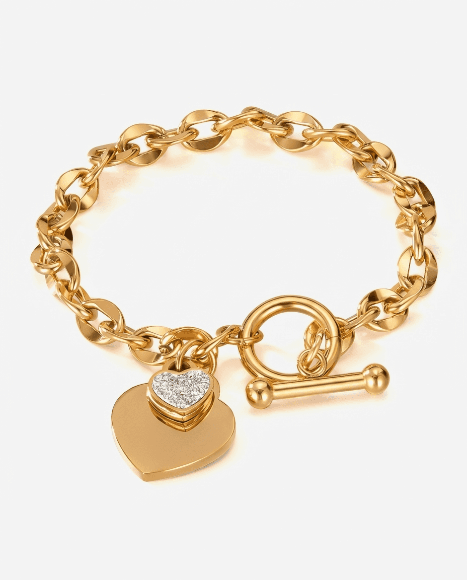 Minimalist Heart Pendant OT Clasp Bracelet