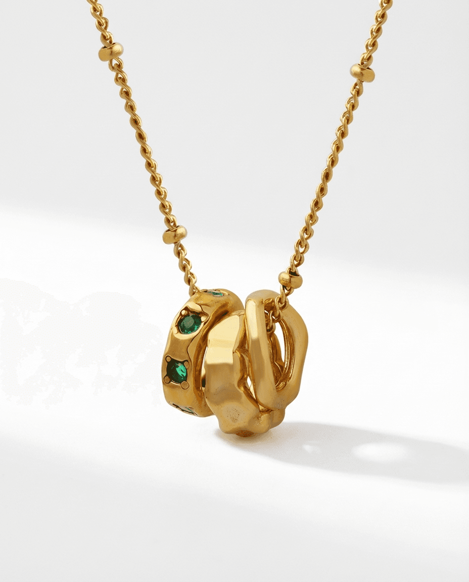 Elegant Interlocking Triple Ring Zircon Necklace - Image 1