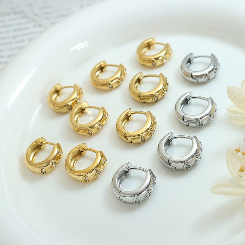 Vintage Gold Plated Zircon Earrings - Image 3
