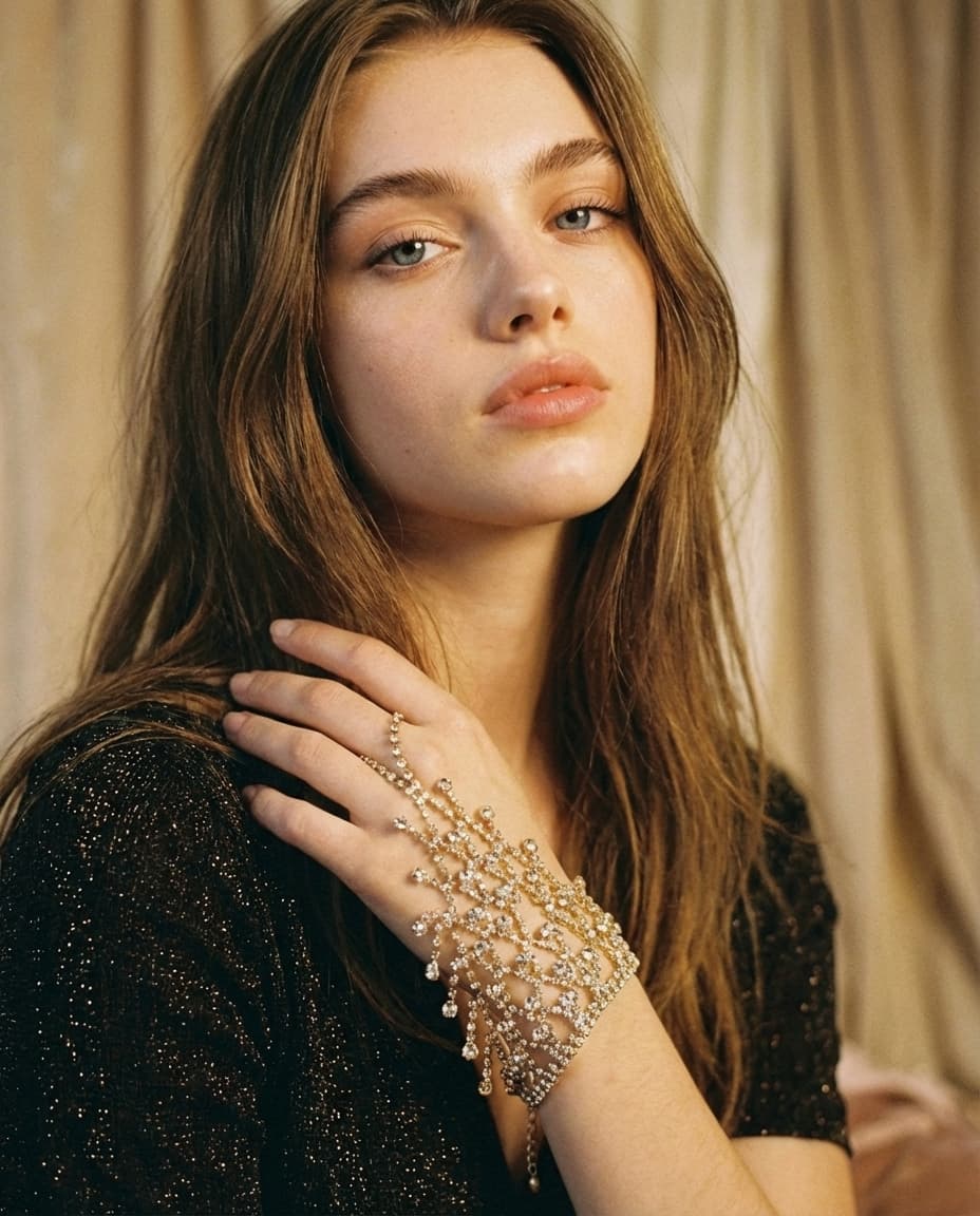 Elegant Rhinestone Mesh Tassel Bracelet - Image 3