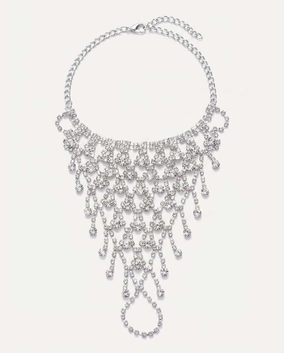 Elegant Rhinestone Mesh Tassel Bracelet - Image 4