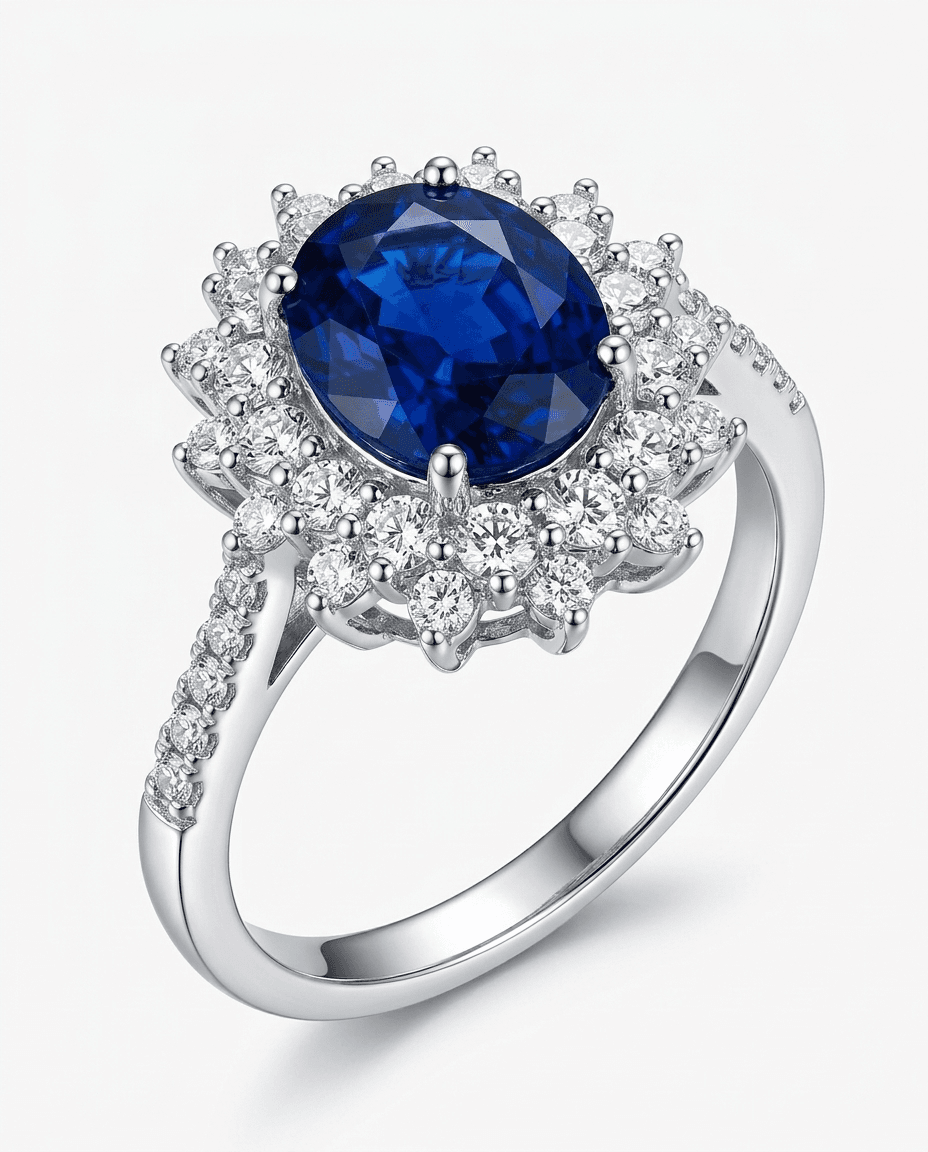 Vintage Blue Sapphire Zircon Ring - Image 11