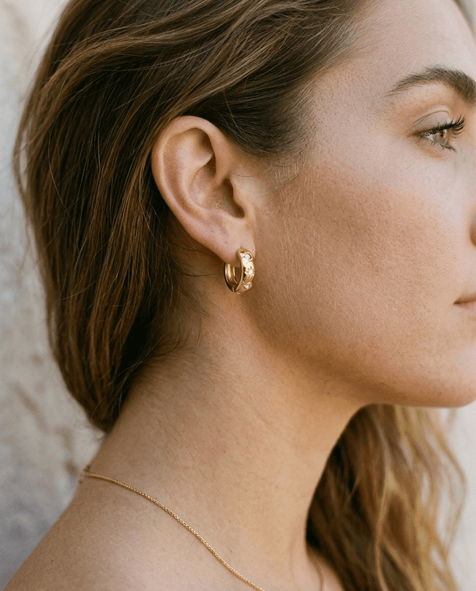 Vintage Gold Plated Zircon Earrings - Image 2