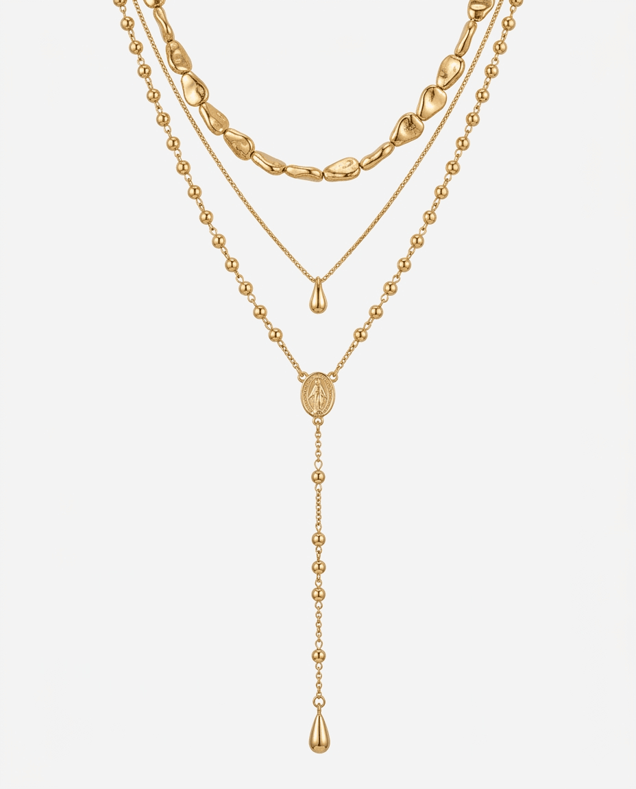 Minimalist Irregular Beaded Y-Shaped Layered Necklace - Image 1