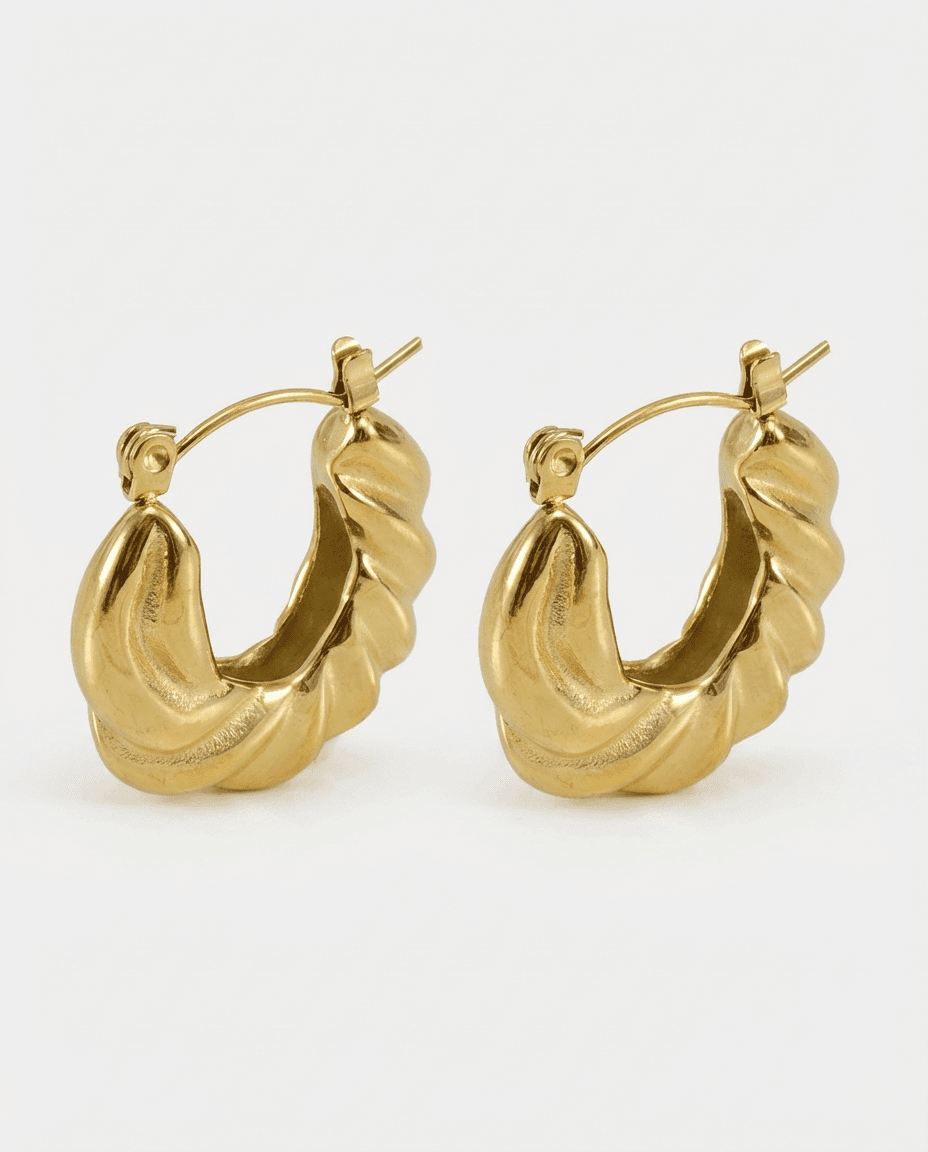 Minimalist Geometric Textured Hoop Earrings - Image 1