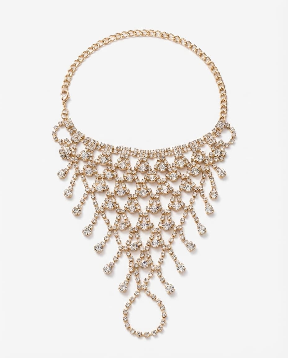 Elegant Rhinestone Mesh Tassel Bracelet - Image 1