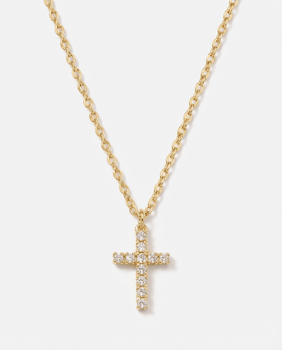 Tarnish-Free Zircon Cross Pendant Necklace - Image 1