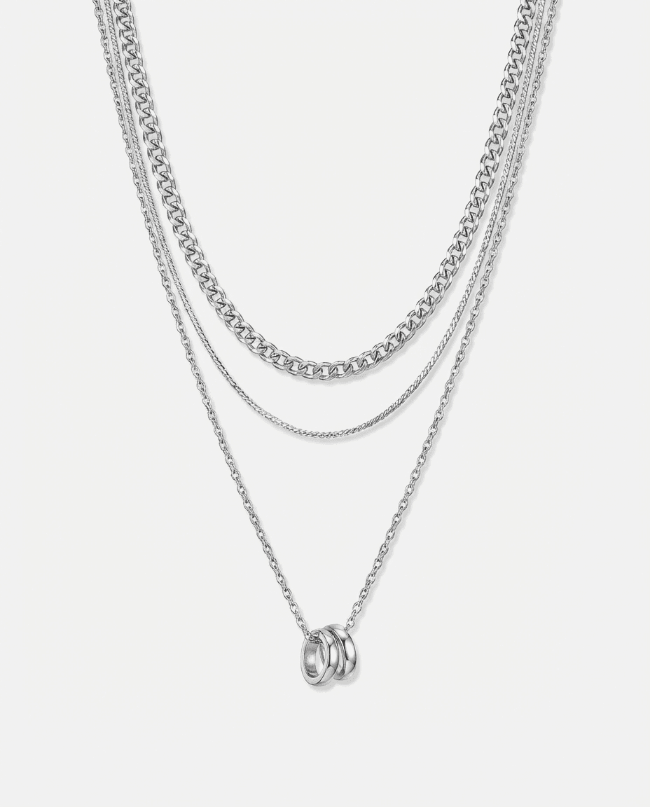 Elegant Interlocking Double Circle Zircon Necklace - Image 5