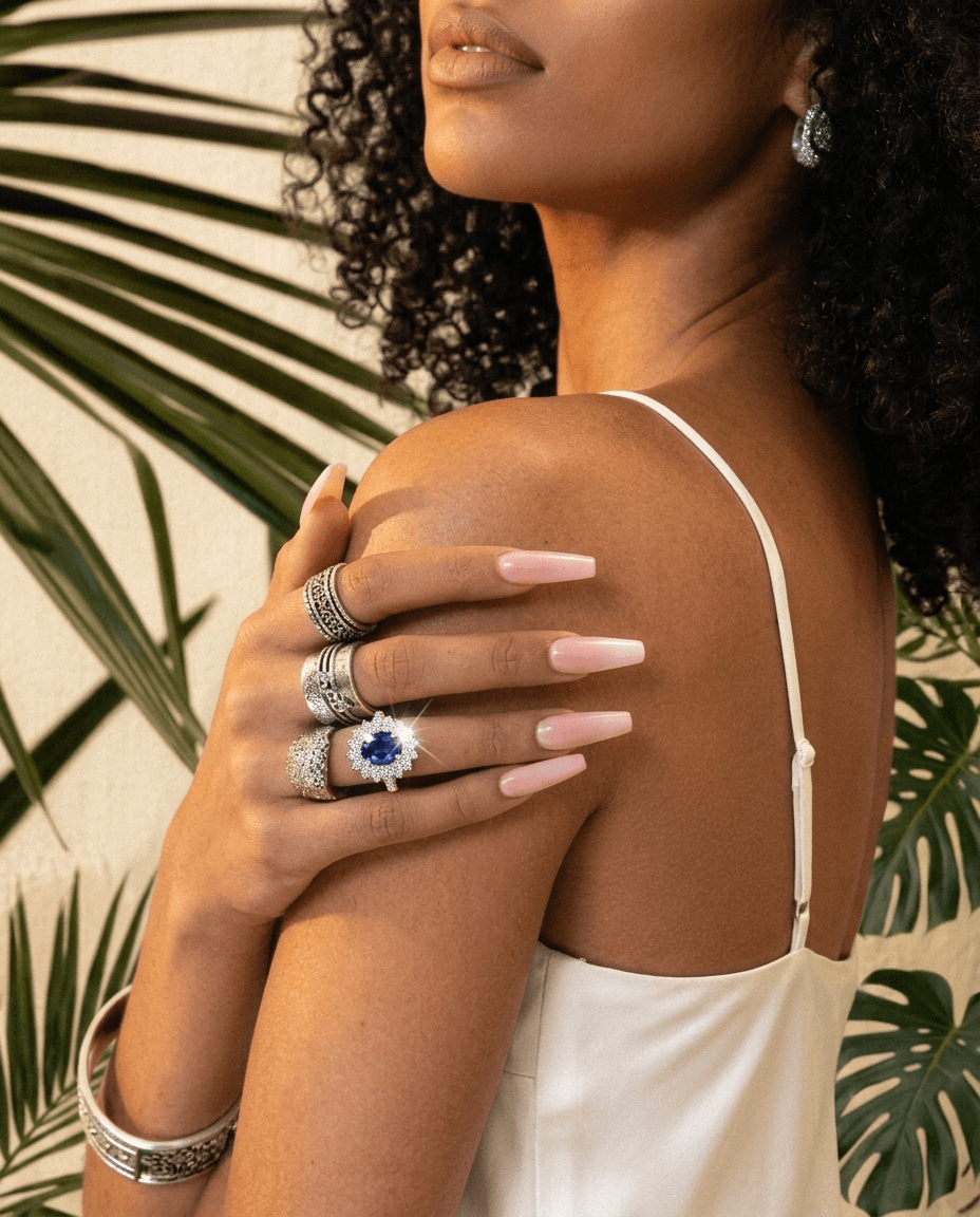 Vintage Blue Sapphire Zircon Ring - Image 2