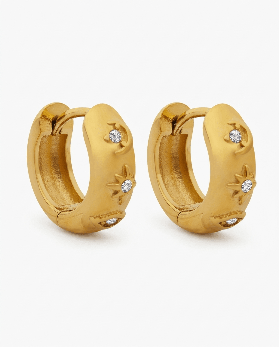 Vintage Gold Plated Zircon Earrings - Image 1
