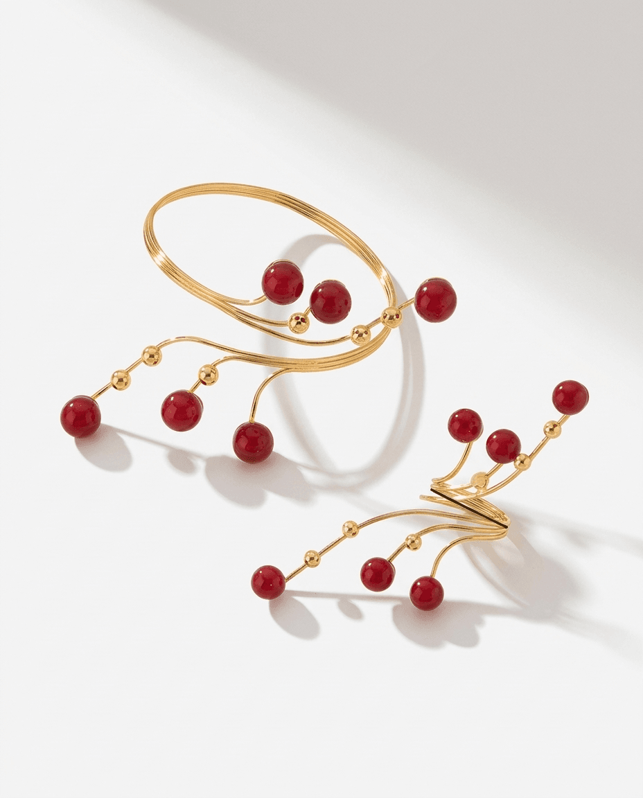 Elegant Irregular Geometric Pearl Bangle - Image 1