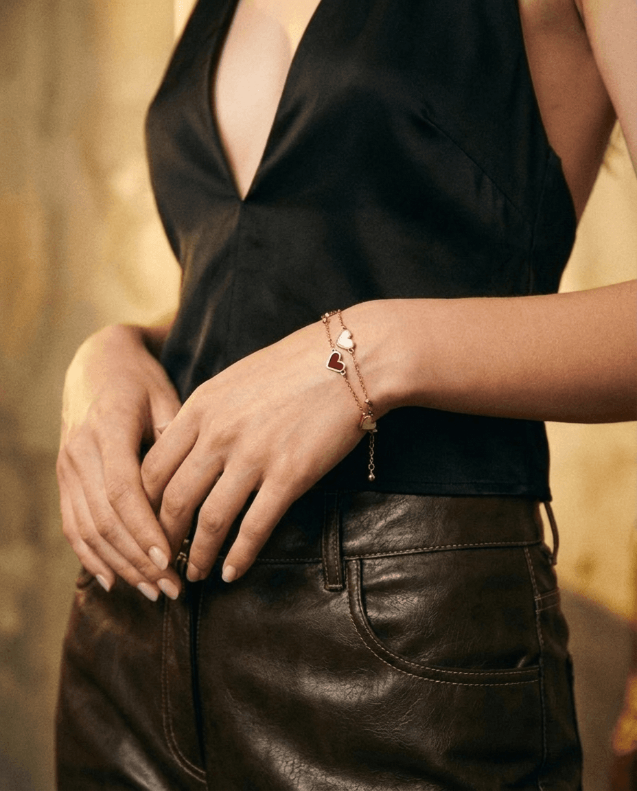 Vintage Layered Mother Of Pearl Heart Bracelet - Image 2