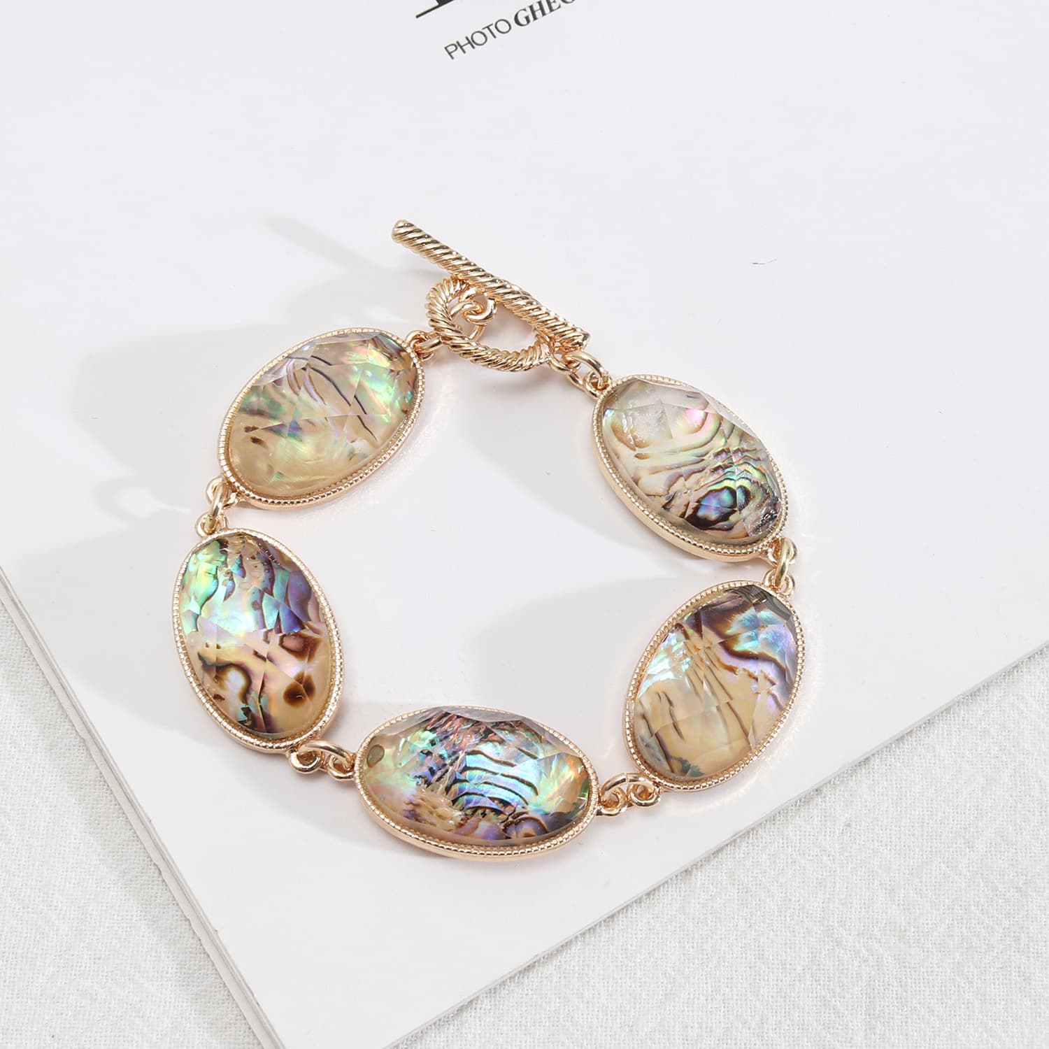 Elegant Abalone Shell Resin Bracelet - Image 1