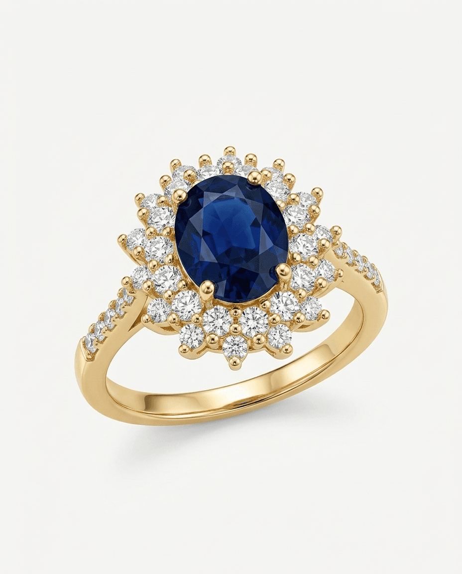 Vintage Blue Sapphire Zircon Ring - Image 4