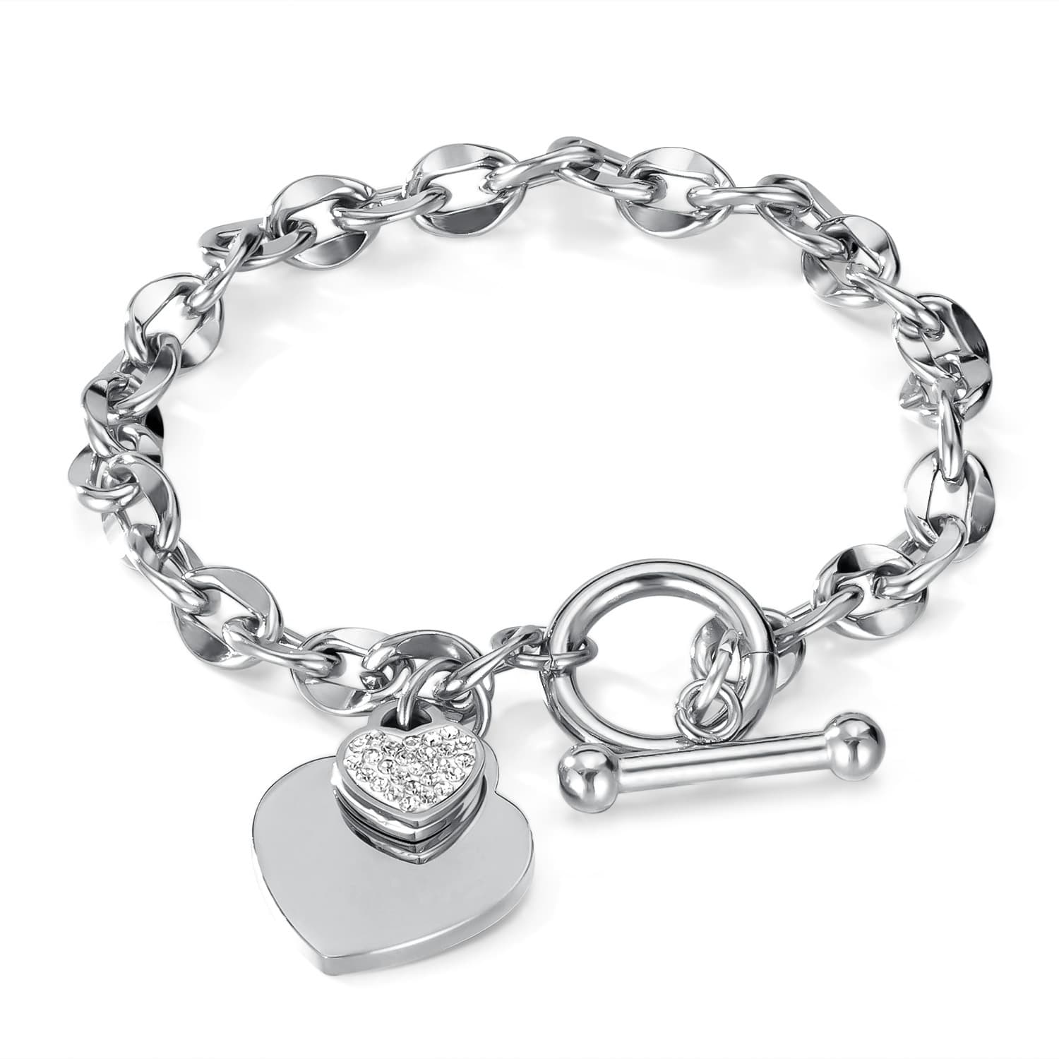 Minimalist Heart Pendant OT Clasp Bracelet - Image 4